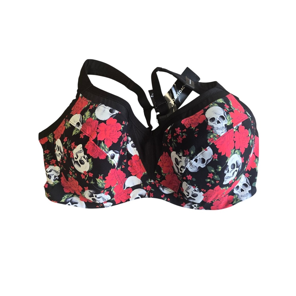 🆕️ NWT Torrid Active 42DD Sports Bra Underwire‎ Skull Rose Floral Convertible